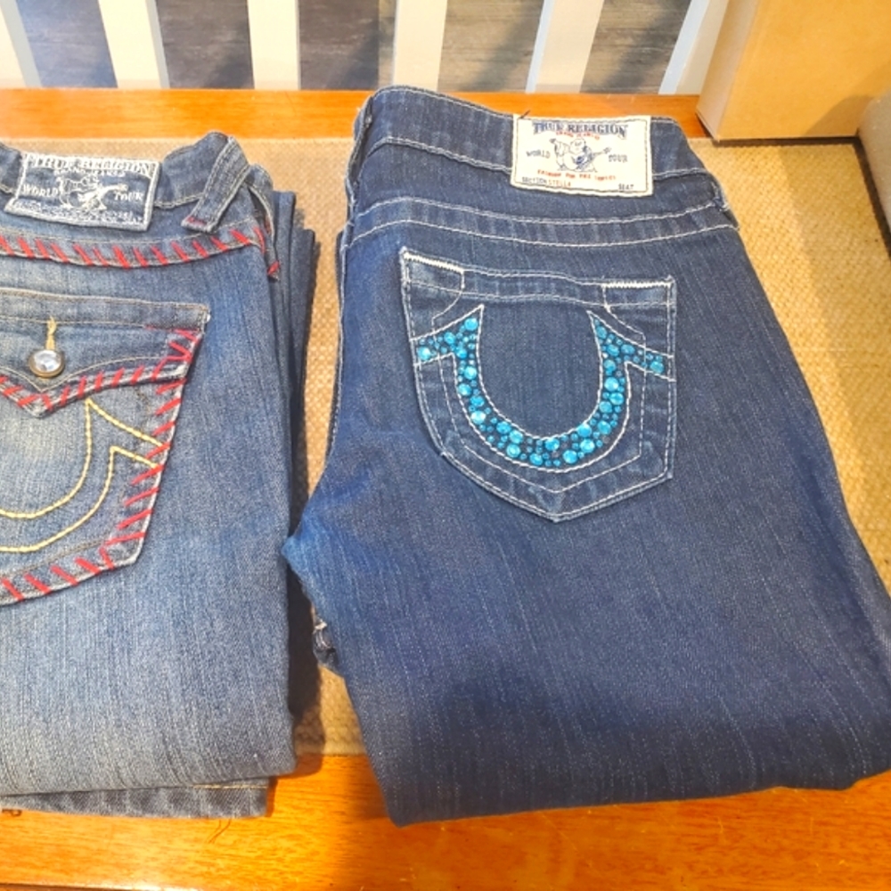 True Religion Stella Jeans W/ Blue Sequin Back Pockets
